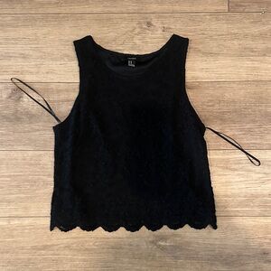 Forever 21 Black Lace Cropped Tank